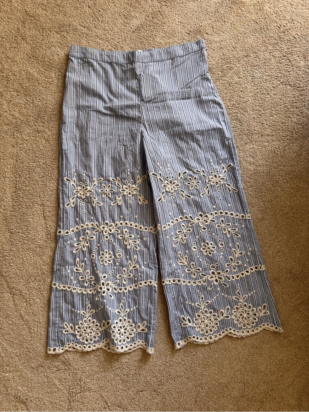 NWT Maeve eyelet stripe wide leg pants L